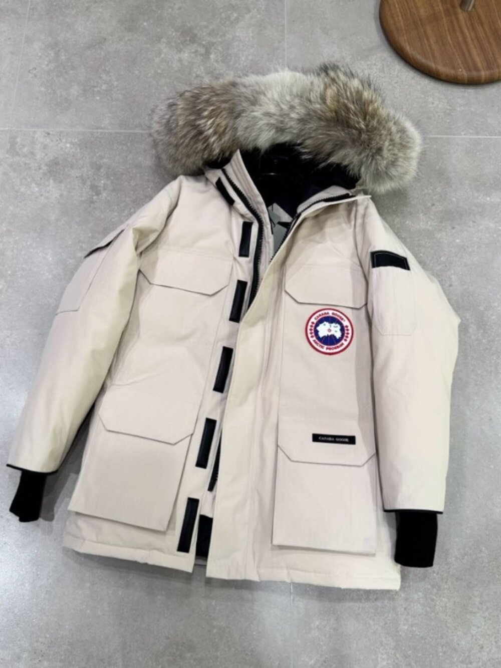 Canada Goose Beige Expedition Fur Hood Parka Jacket